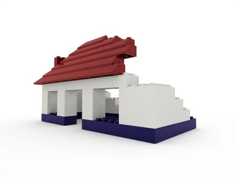 Destroyed toy house rendered 스톡 일러스트