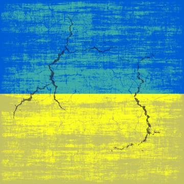 Destroyed ukrainian flag. Stock Illustration