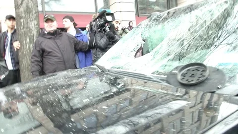 Destroyed Vehicle Inaugural Protests 動画素材 71801554