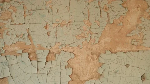 A destroyed wall in an abandoned building, peeling paint Stock Footage 204030767