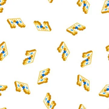 Destroyed wall of castle isometric icon seamless pattern Stock Illustration