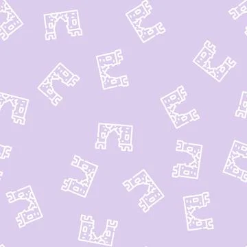 Destroyed wall of castle line vector seamless pattern Stock Illustration