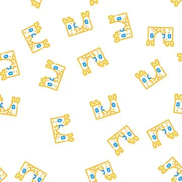 Destroyed wall of castle vector seamless pattern Stock Illustration