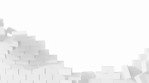 Destroyed white brick wall. 3D illustration Stock Illustration