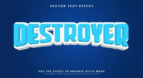 Destroyer 3d editable text effect template Stock Illustration