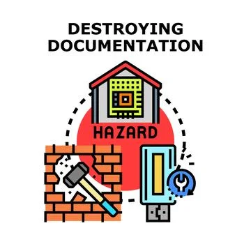 Destroying data documentation causing system hazard implications Stockillustratie
