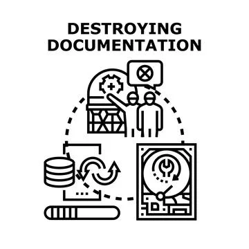 Destroying data documentation process vector concept Stockillustratie