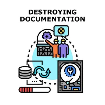 Destroying data documentation process vector concept Stock Illustration