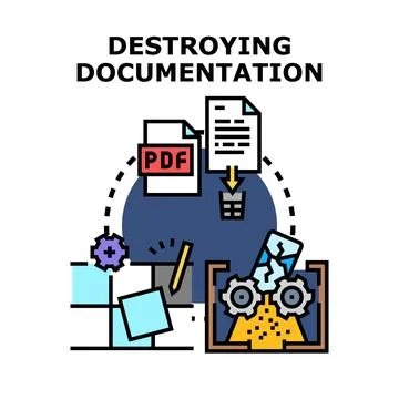 Destroying documentation process removing sensitive information Stock Illustration