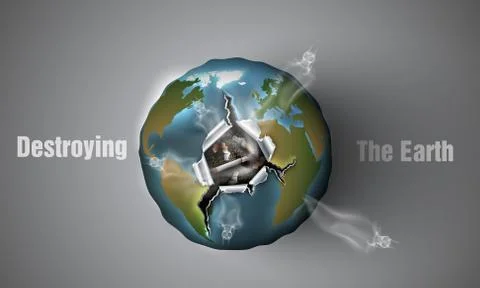Destroying the Earth. Illustrazione stock
