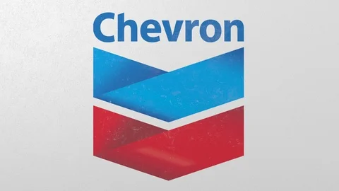 Destroying wall with painted logo of Chevron. Crisis conceptual 3D animation Stock Footage 105628196