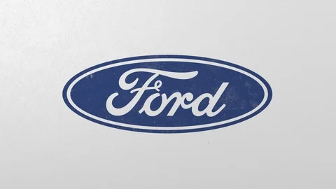 Destroying wall with painted logo of Ford. Crisis related editorial 3D animation Stock Footage 111903142