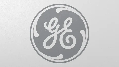 Destroying wall with painted logo of General Electric. Crisis conceptual Stock Footage 105686466