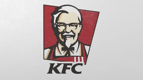 Destroying wall with painted logo of KFC. Crisis conceptual editorial 3D Stock Footage 105681391