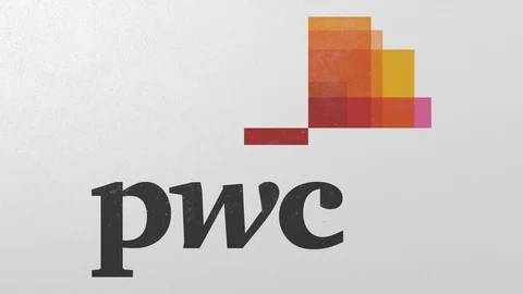 Destroying wall with painted logo of PwC. Crisis conceptual editorial 3D Stock Footage 105698103