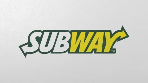 Destroying wall with painted logo of Subway. Crisis conceptual editorial 3D Stock Footage 105761413