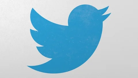 Destroying wall with painted logo of Twitter. Crisis conceptual editorial 3D Stock Footage 105760261