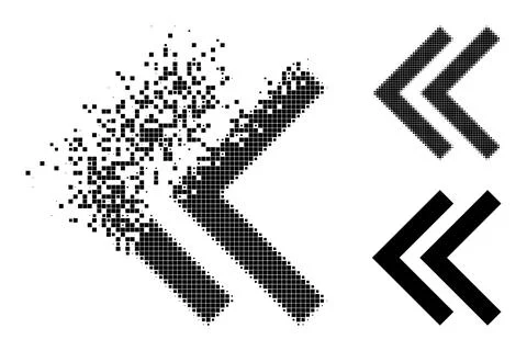 Destructed and Halftone Pixelated Shift Left Icon Illustrazione stock