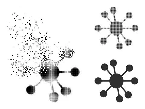 Destructed Dot and Original Node Relations Icon Stock Illustration