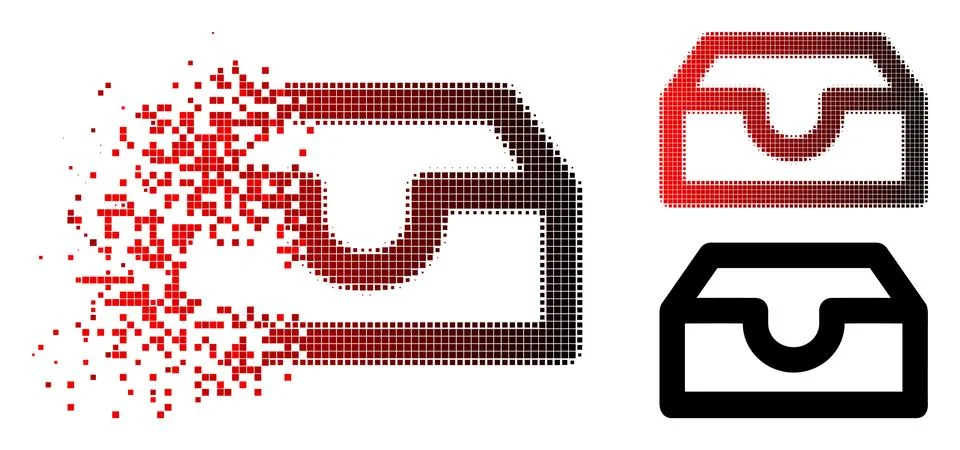 Destructed Dot Halftone Account Box Icon Stock Illustration