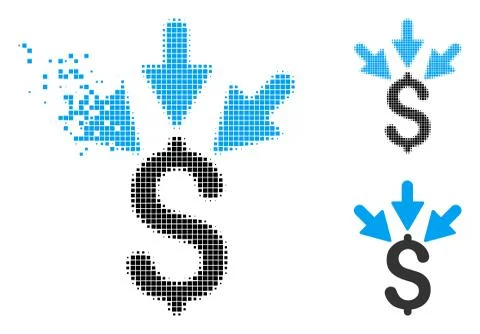 Destructed Dot Halftone Aggregate Payment Icon 스톡 일러스트