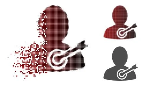 Destructed Dot Halftone Aim Person Icon 库存插图
