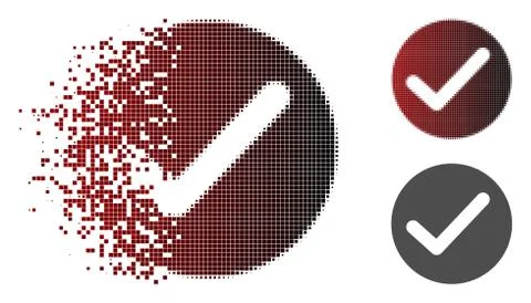 Destructed Dot Halftone Apply Icon Stock Illustration