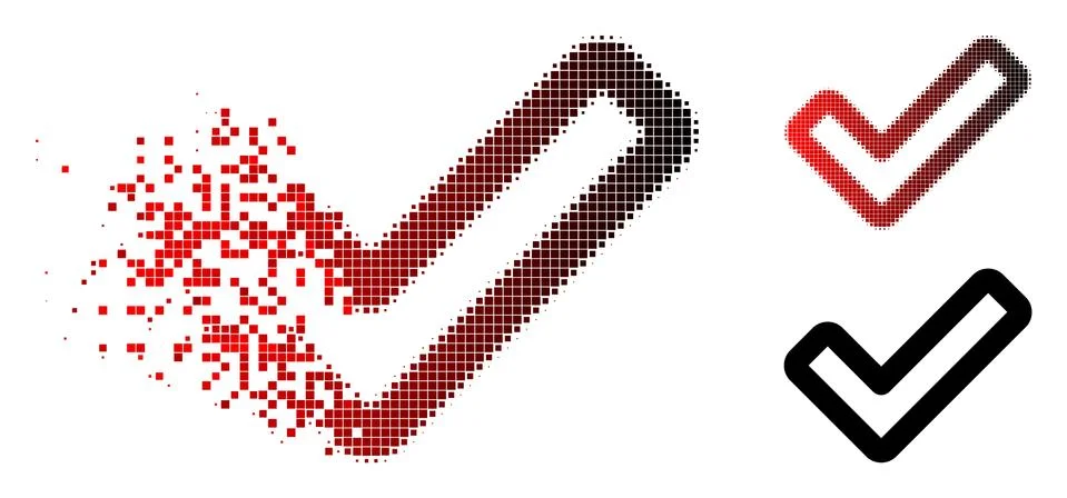 Destructed Dot Halftone Apply Icon Stockillustratie