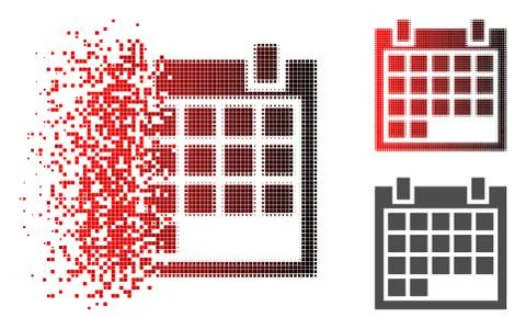Destructed Dot Halftone Calendar Icon Stock Illustration