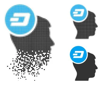 Destructed Dot Halftone Dash Idea Head Icon 库存插图