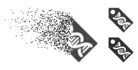 Destructed Dot Halftone DNA Marker Icon Stock Illustration