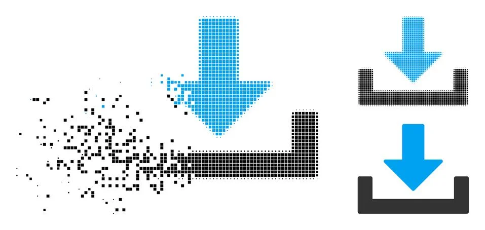 Destructed Dot Halftone Download Container Icon Stock Illustration