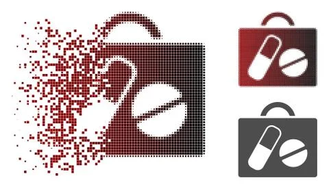 Destructed Dot Halftone Drugs Case Icon Illustrazione stock