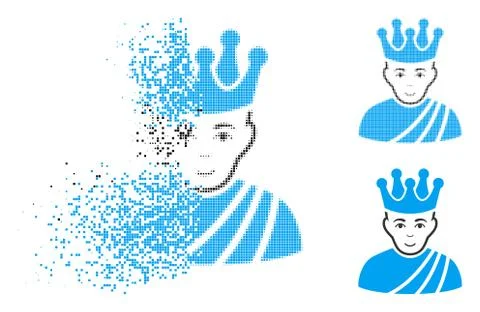 Destructed Dot Halftone Emperor Icon with Face Stockillustratie