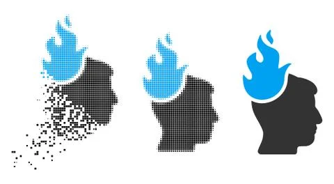 Destructed Dot Halftone Fired Head Icon イラスト素材