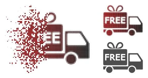 Destructed Dot Halftone Free Delivery Icon イラスト素材