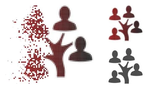 Destructed Dot Halftone Genealogy Tree Icon 스톡 일러스트