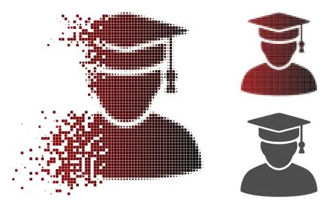 Destructed Dot Halftone Knowledge Man Icon Stock Illustration
