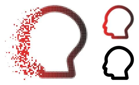 Destructed Dot Halftone Man Profile Icon 스톡 일러스트