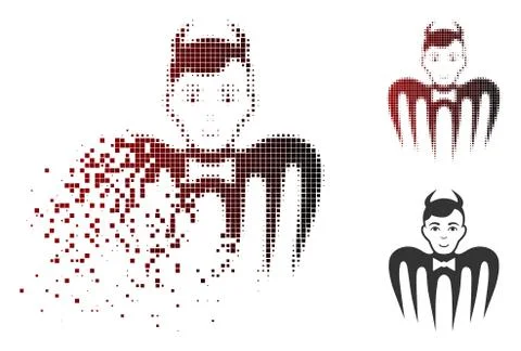 Destructed Dot Halftone Manager Spectre Devil Icon Stock Illustration