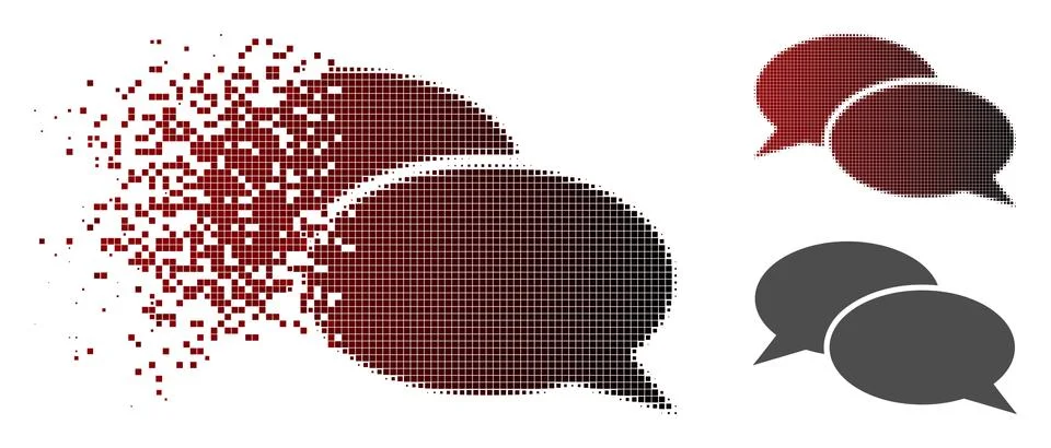 Destructed Dot Halftone Message Clouds Icon 스톡 일러스트