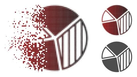 Destructed Dot Halftone Pie Chart Icon Stock Illustration