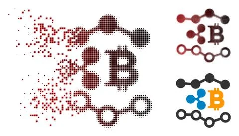 Destructed Dot Halftone Ripple Bitcoin Trends Icon イラスト素材