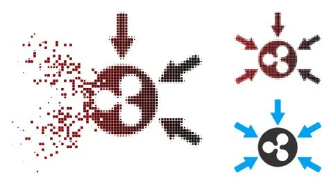 Destructed Dot Halftone Ripple Income Arrows Icon Stock Illustration