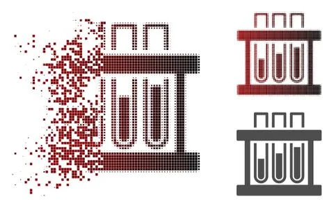 Destructed Dotted Halftone Analysis Test-Tubes Icon Stockillustratie