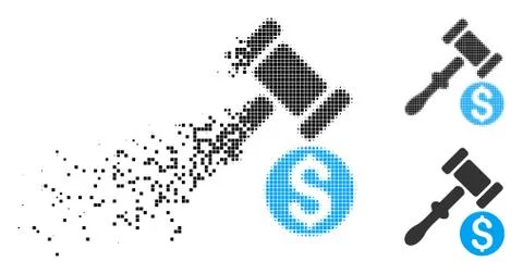 Destructed Dotted Halftone Auction Icon Stockillustratie
