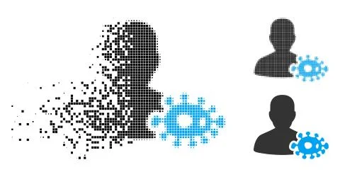 Destructed Dotted Halftone Bacteriologist Icon 스톡 일러스트