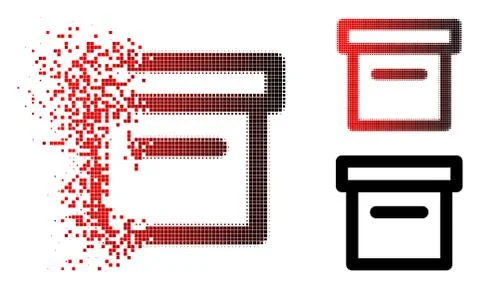 Destructed Dotted Halftone Box Icon Stock Illustration