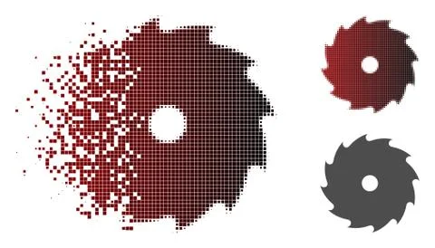 Destructed Dotted Halftone Circular Saw Icon 库存插图