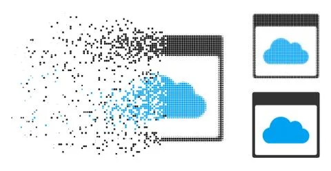 Destructed Dotted Halftone Cloud Calendar Page Icon Stockillustratie